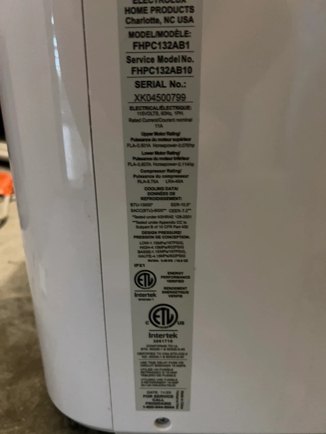 Frigidaire Portable Air Conditioner FHPC132AB1 - photo 4