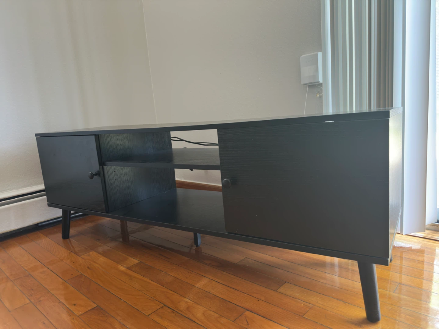 Black TV Stand with Storage - photo 2