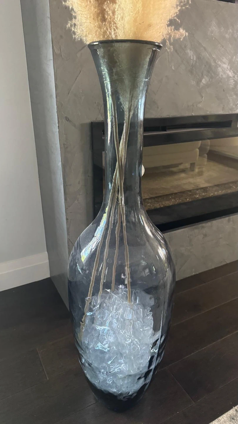 Large Glass Vase with Dried Pampas Grass - photo 2