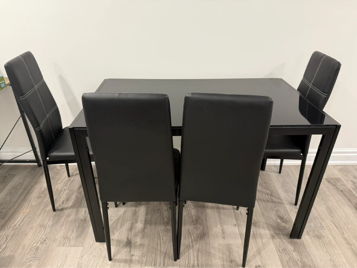 Black Glass Dining Table with 4 Chairs - photo 2