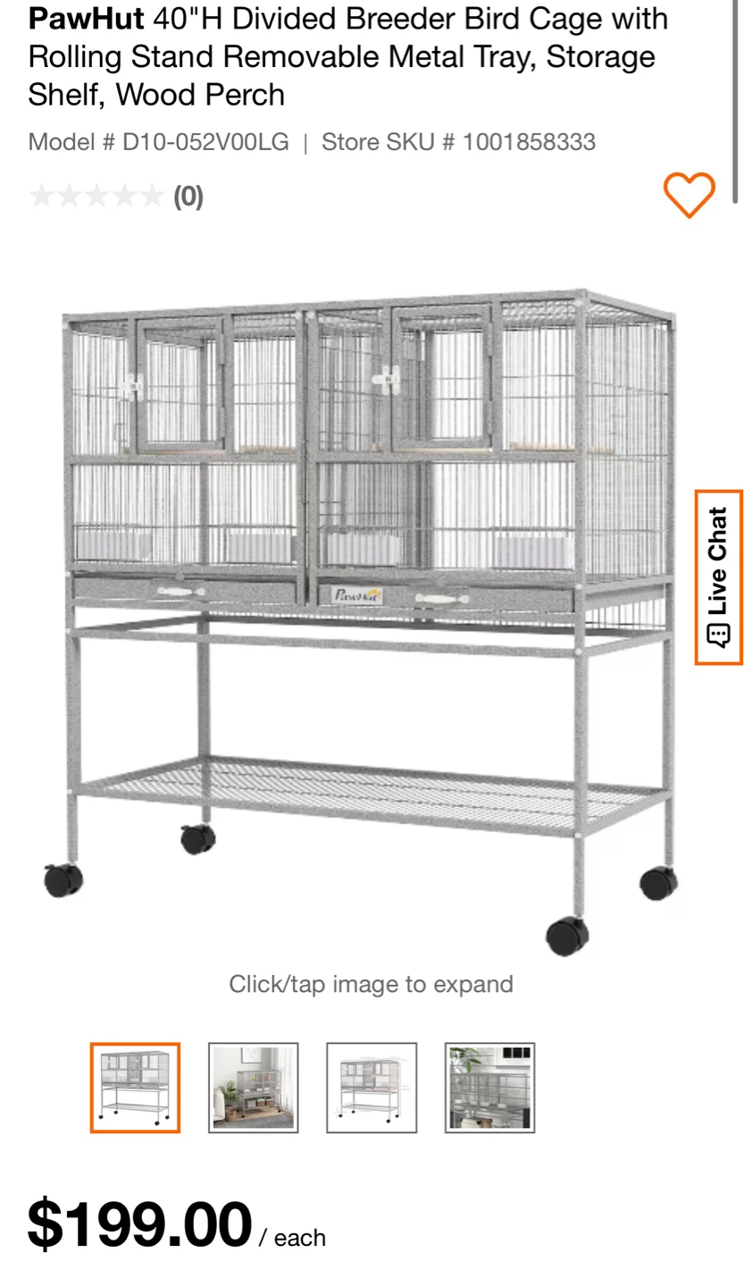 PawHut 40"H Divided Breeder Cage with Rolling Stand