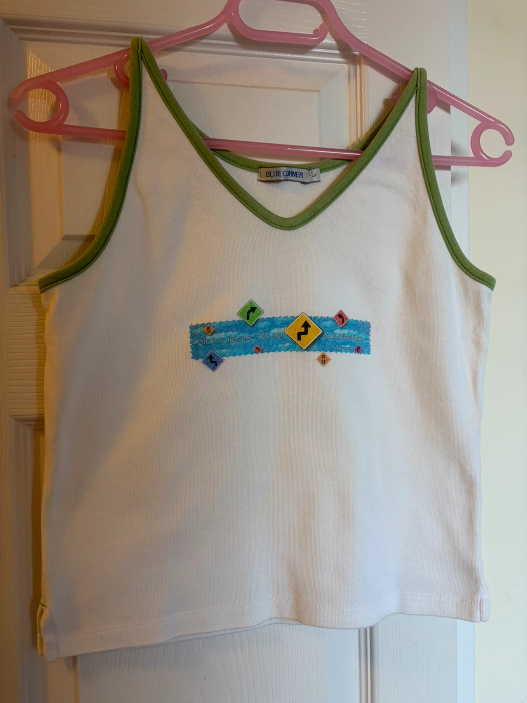 Blue Corner White Tank Top