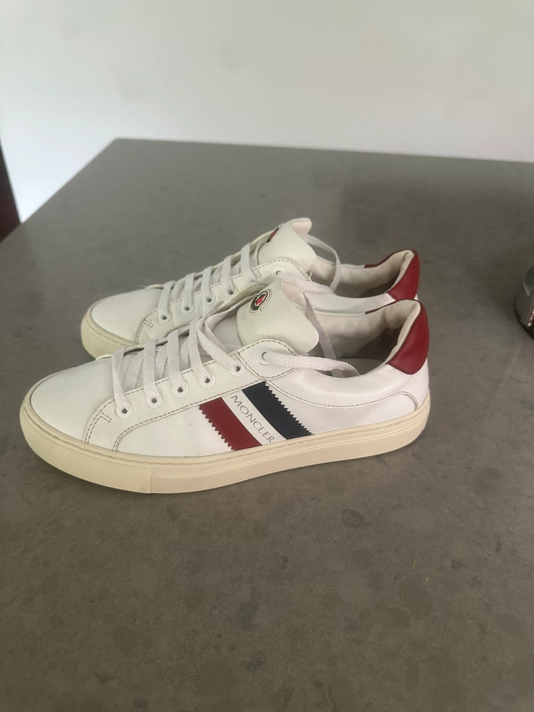 Moncler White Leather Sneakers