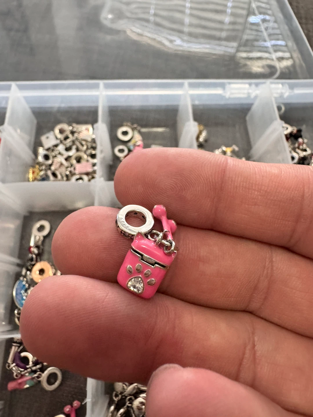 Pink Music Player Charm with Paw Print S925 - photo 5