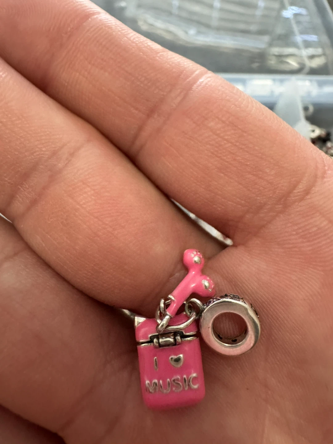 Pink Music Player Charm with Paw Print S925 - photo 4