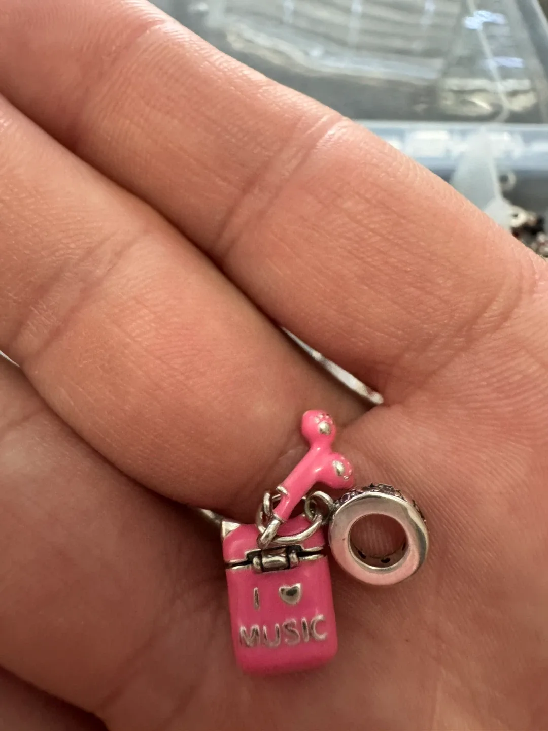 Pink Music Player Charm with Paw Print S925 - photo 4