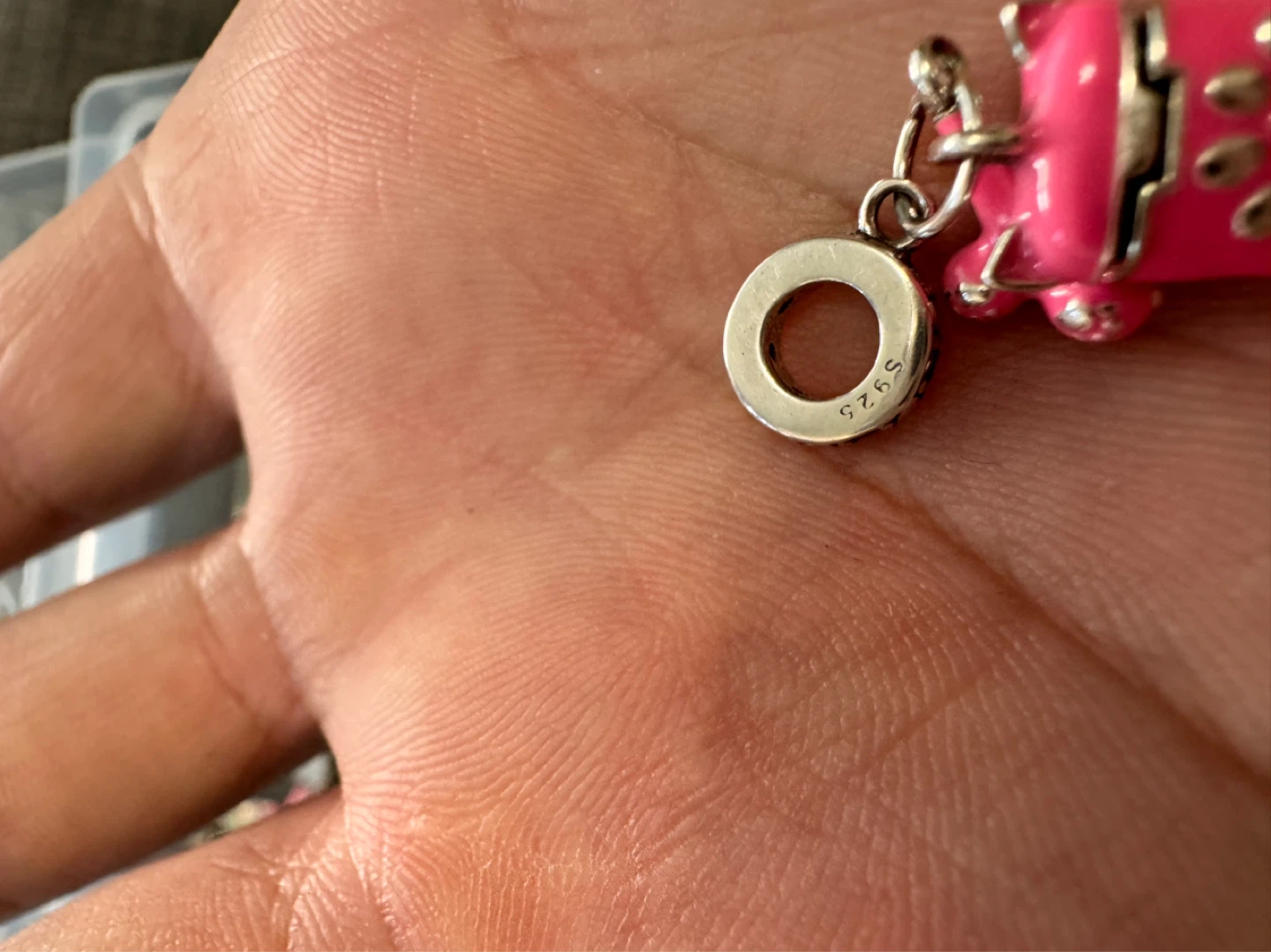 Pink Music Player Charm with Paw Print S925 - photo 3