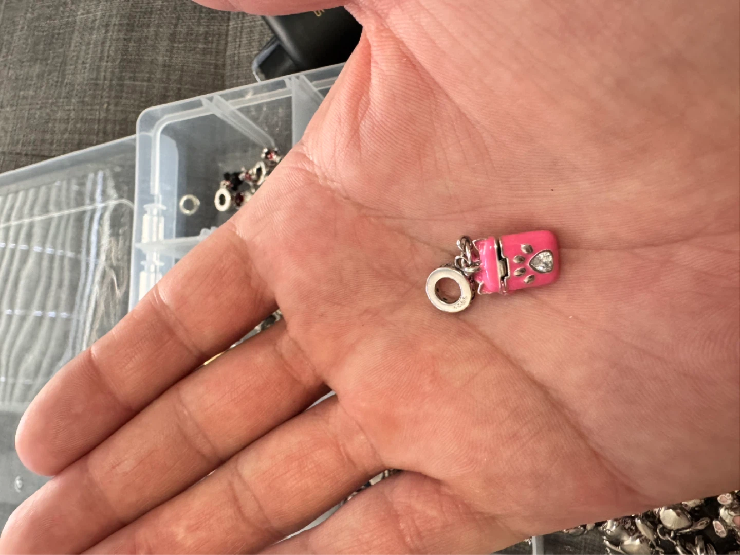 Pink Music Player Charm with Paw Print S925 - photo 2