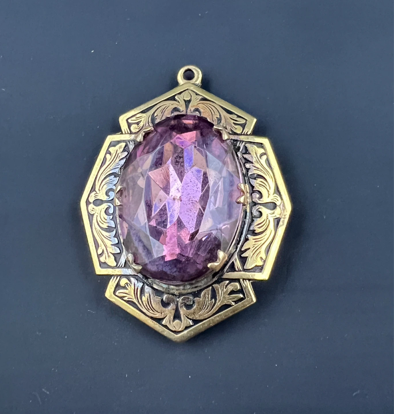 Antique Victorian Style Purple Stone Pendant Locket