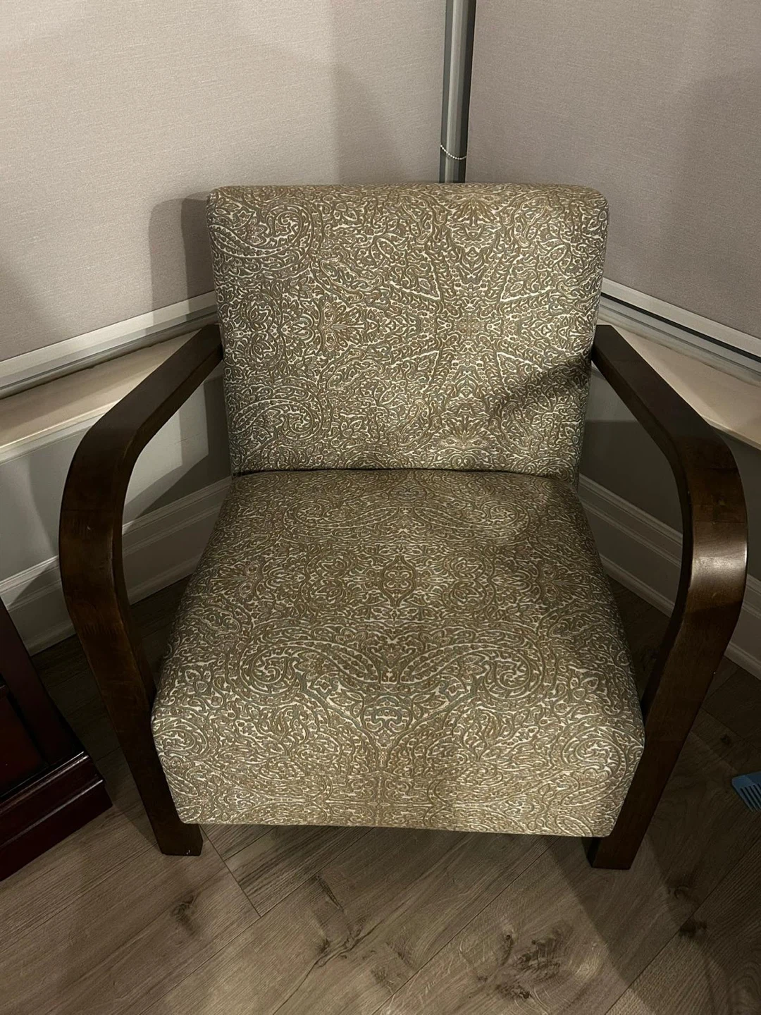 Armchair with patterned upholstery
