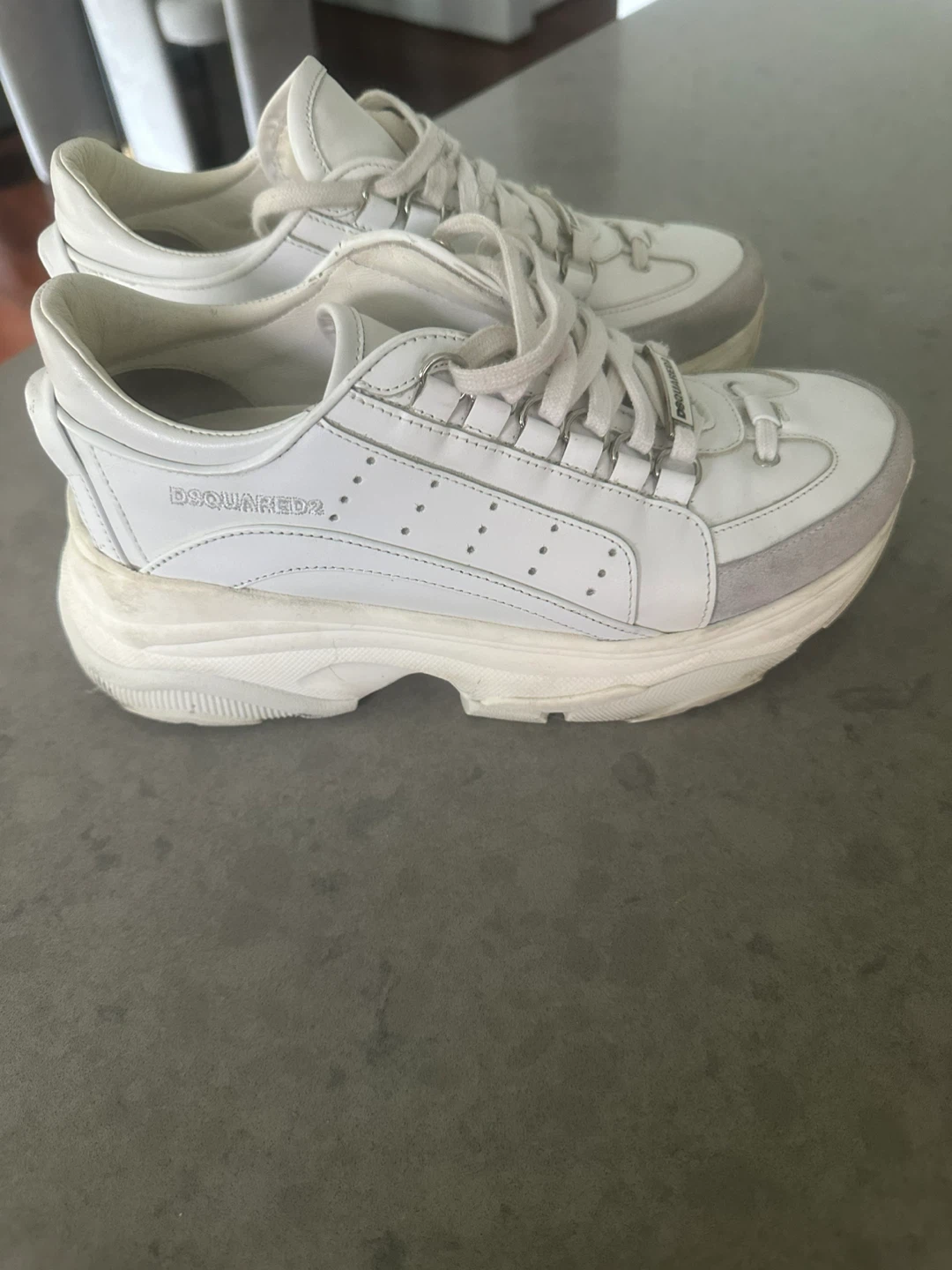 DSQUARED2 White Leather Chunky Sneakers - photo 3