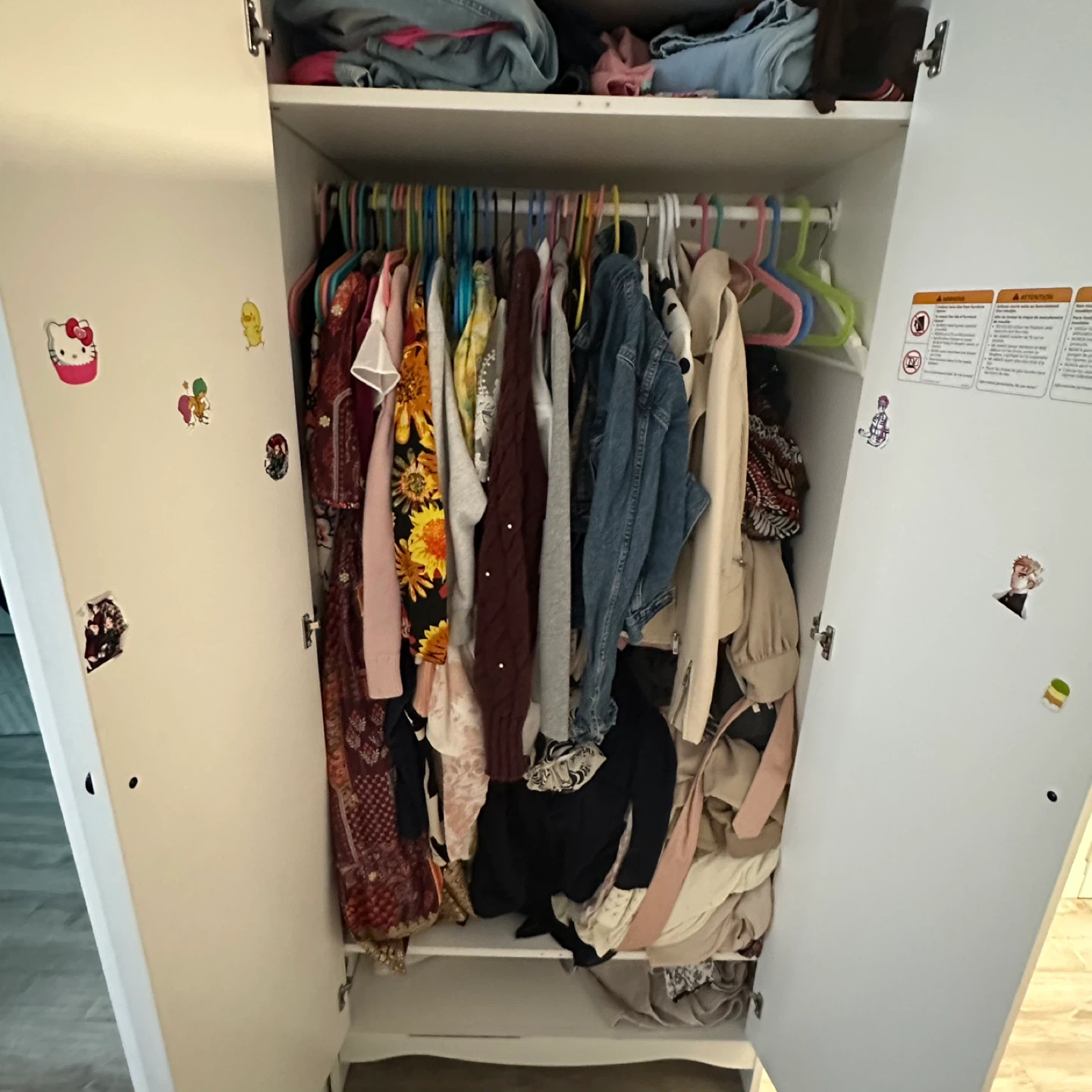 White Wardrobe with 2 door storage cabinet - photo 3