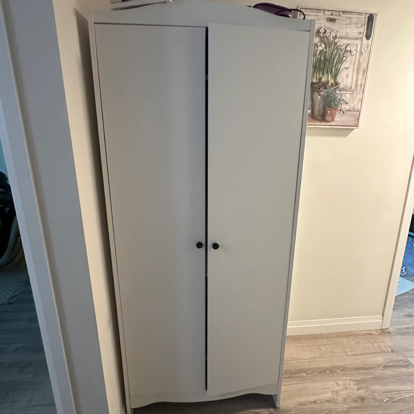 White Wardrobe with 2 door storage cabinet - photo 2