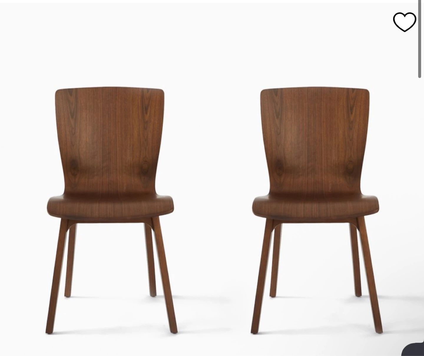 West Elm Walnut Veneer Wood Dining Chairs Set of 2
