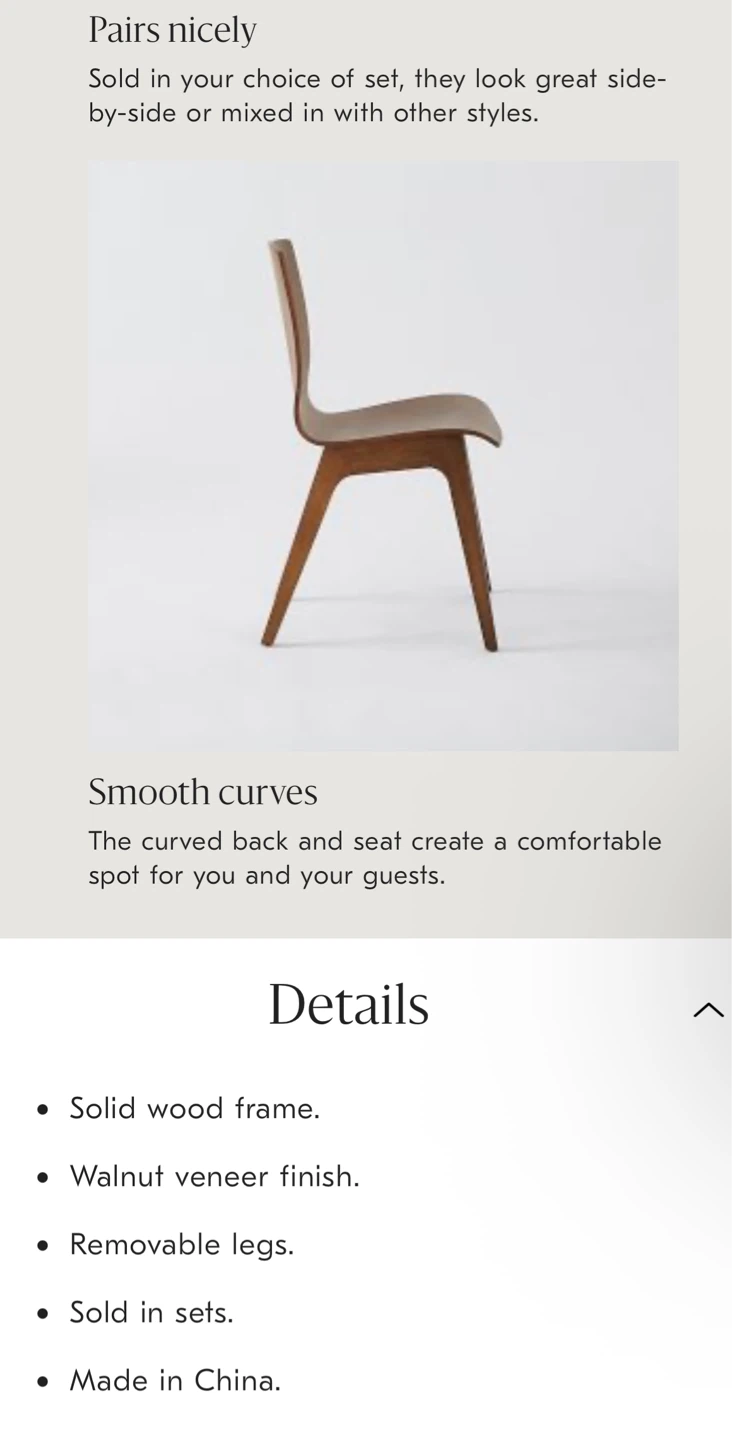 West Elm Walnut Veneer Wood Dining Chairs Set of 2 - photo 2