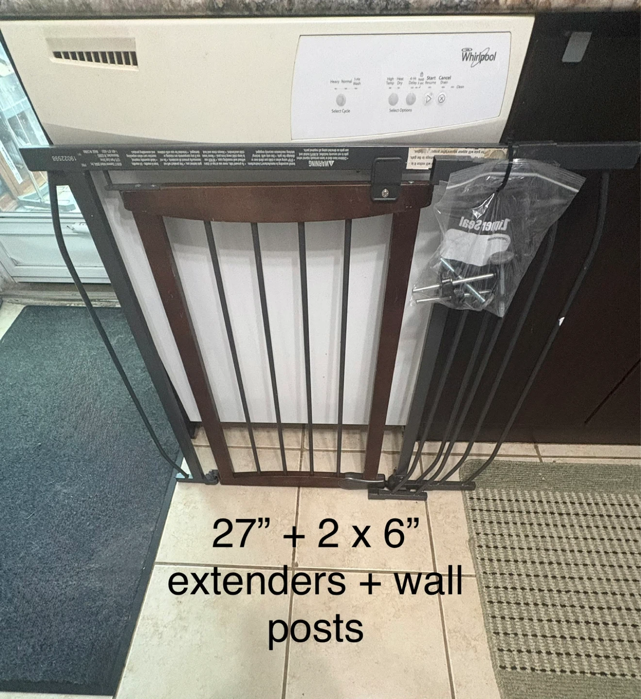 Safety Gate with Extenders and Wall Posts