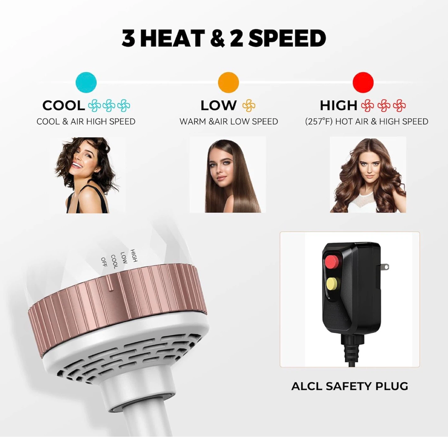 Rotating Hot Air Brush Styler - 600W, 3 Heat/2 Speed Settings - photo 4