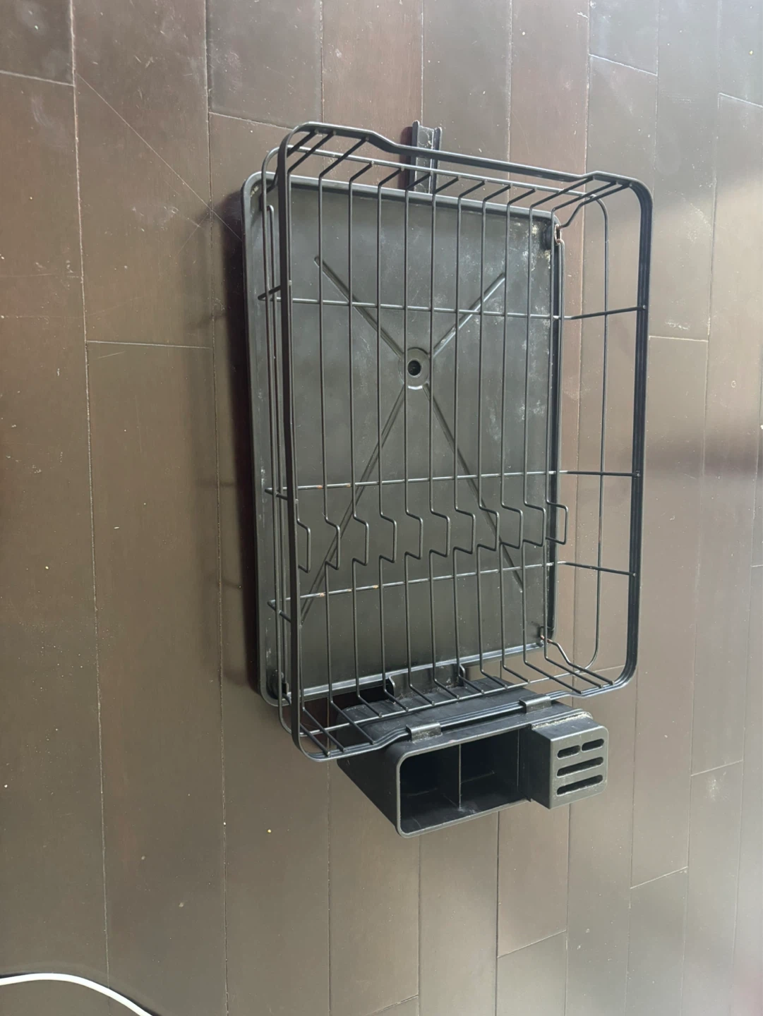 Black metal dish rack with cutlery holder
