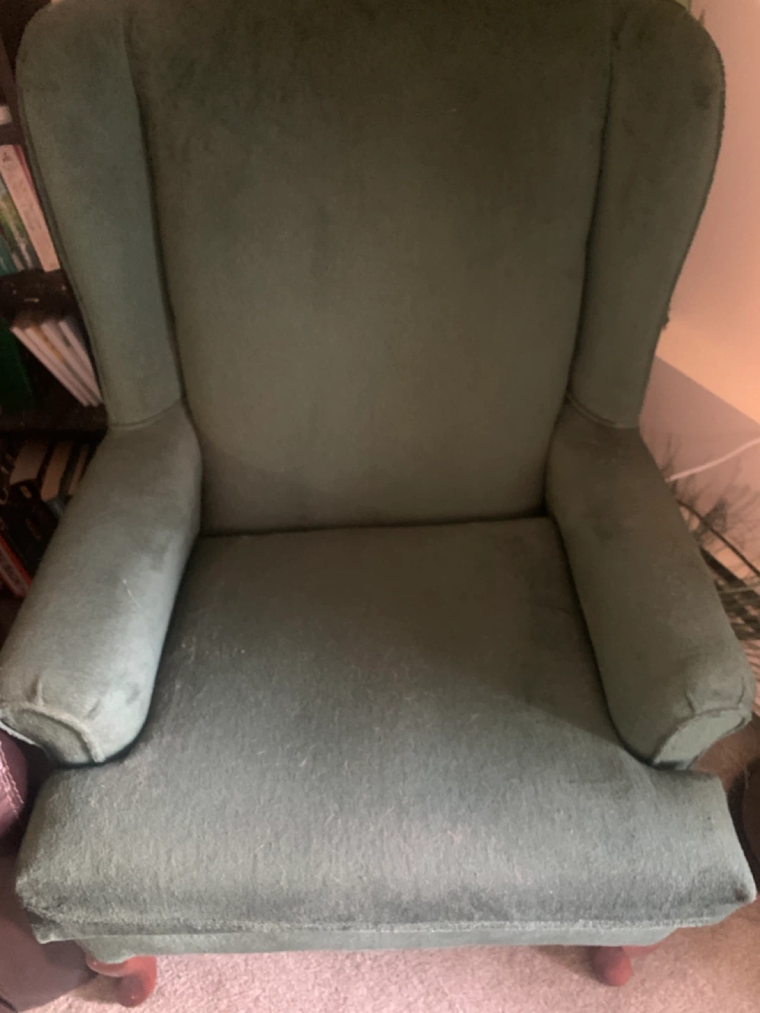 Green Upholstered Wingback Armchair