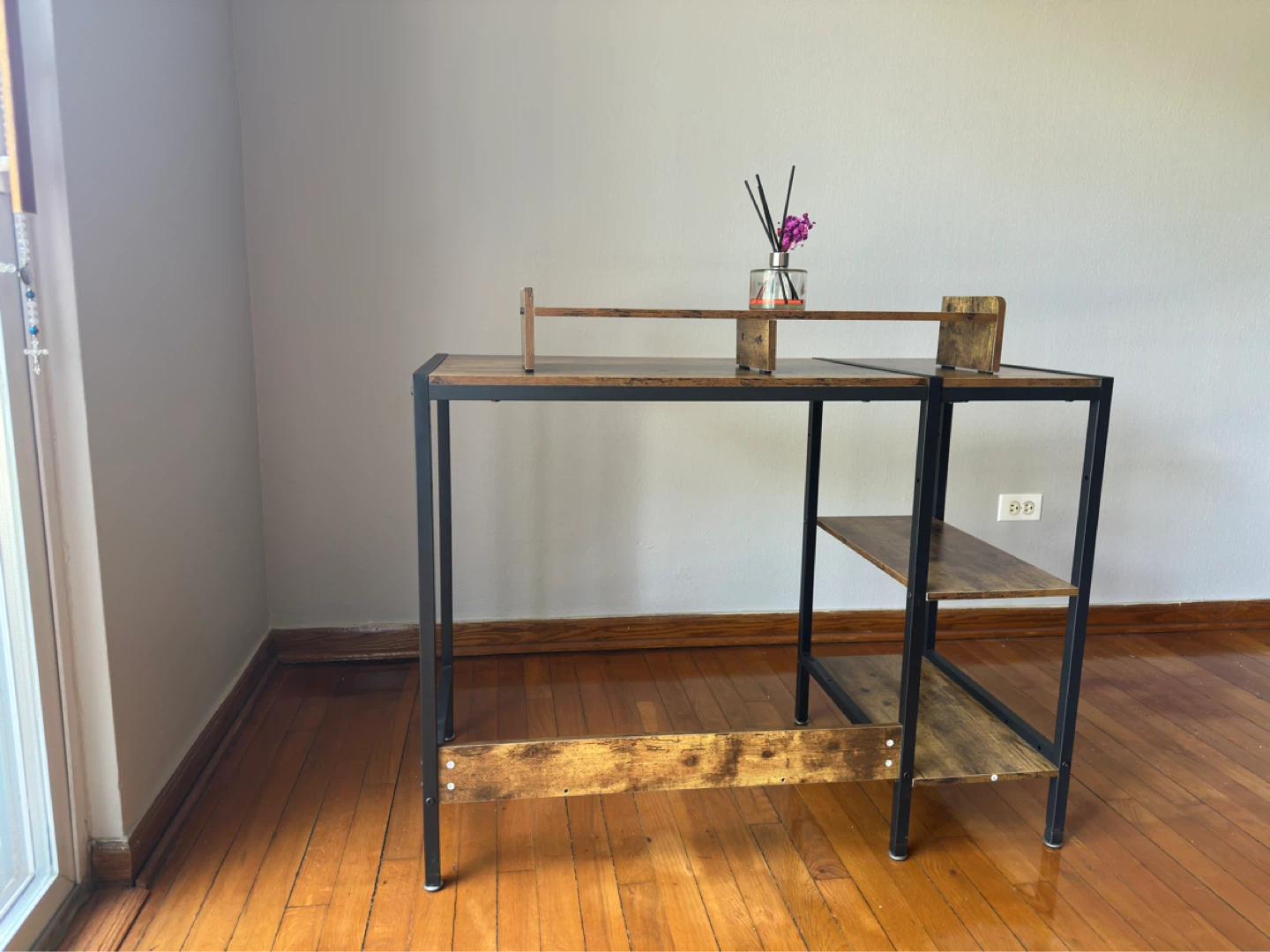 Wood and Metal Desk with Shelves - photo 2
