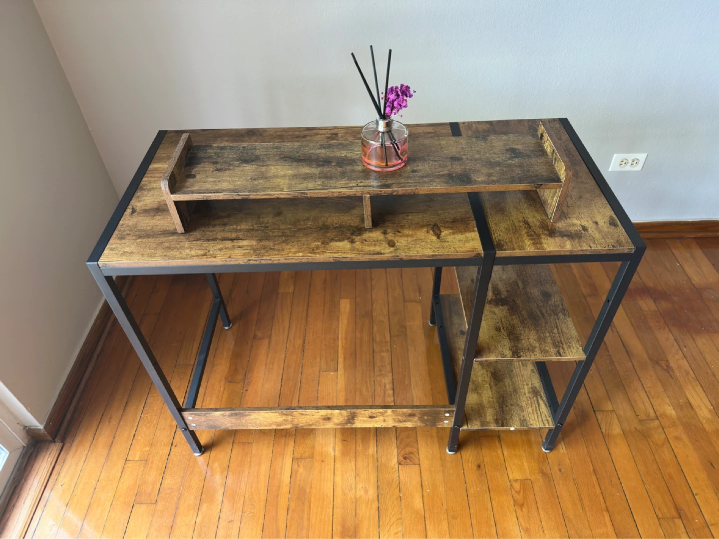 Wood and Metal Desk with Shelves