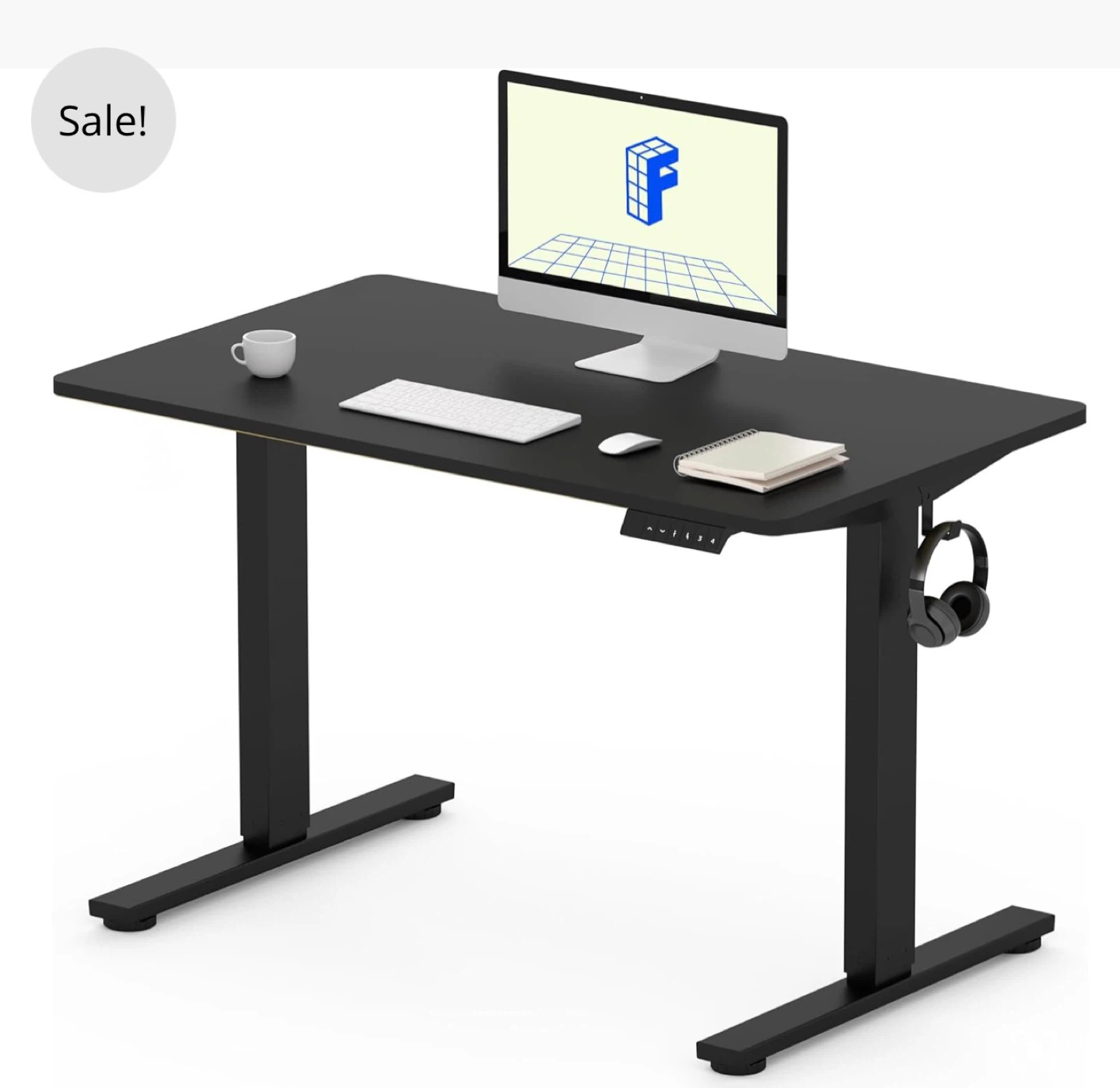 Black Standing Desk with Electric Height Adjustment