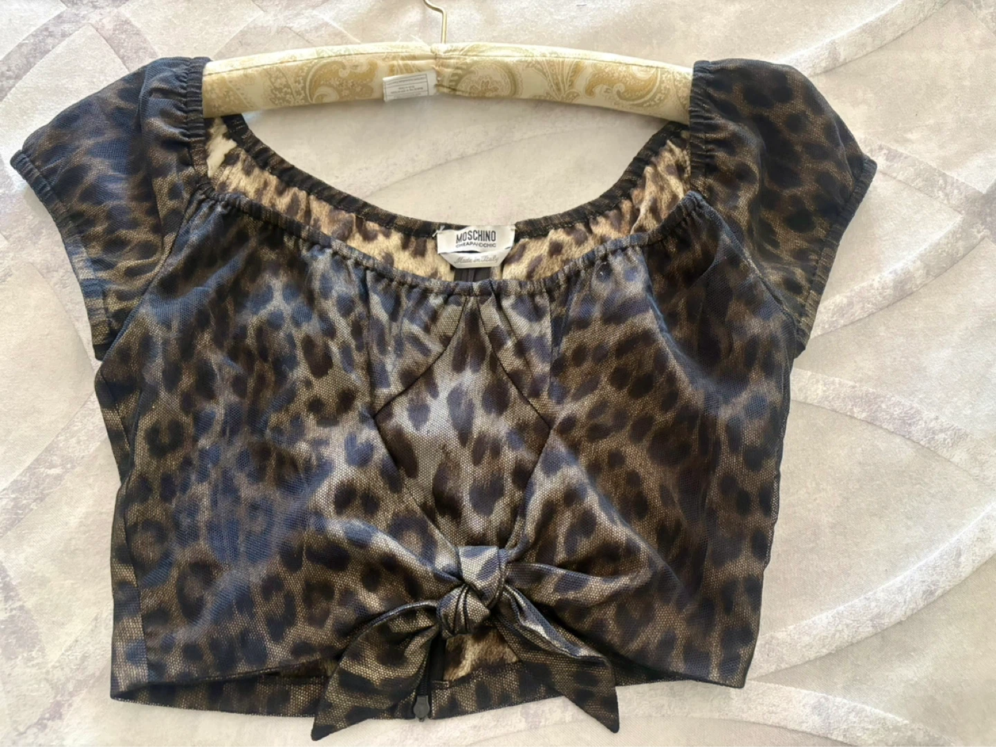 Moschino Leopard Print Top with Tie Front - Size 8 - photo 2
