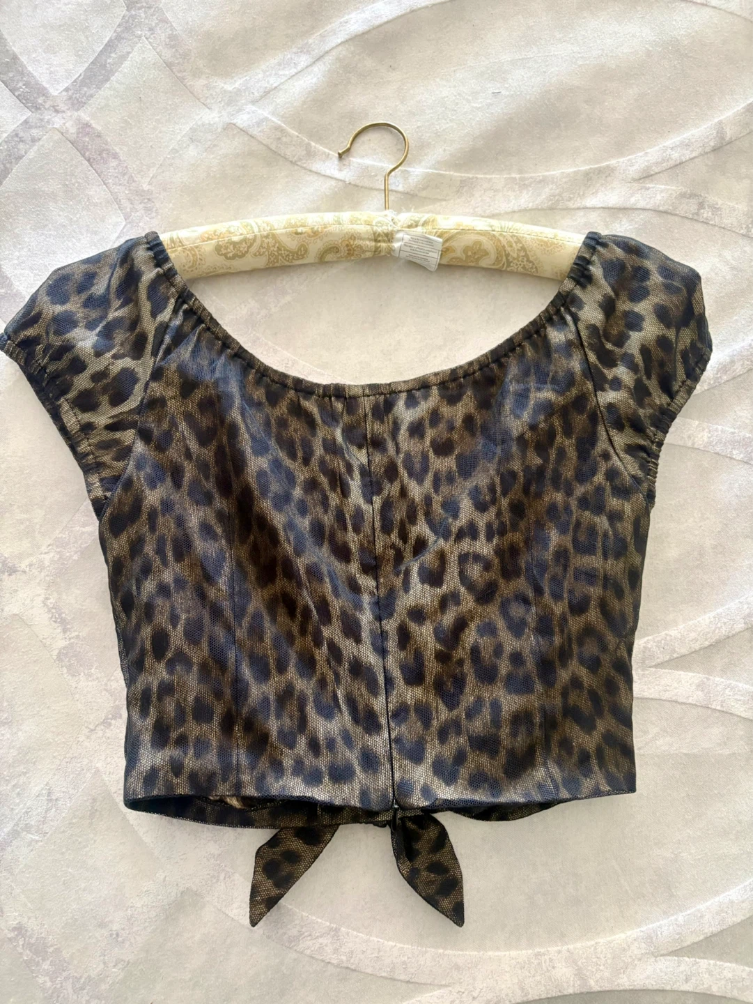 Moschino Leopard Print Top with Tie Front - Size 8 - photo 4