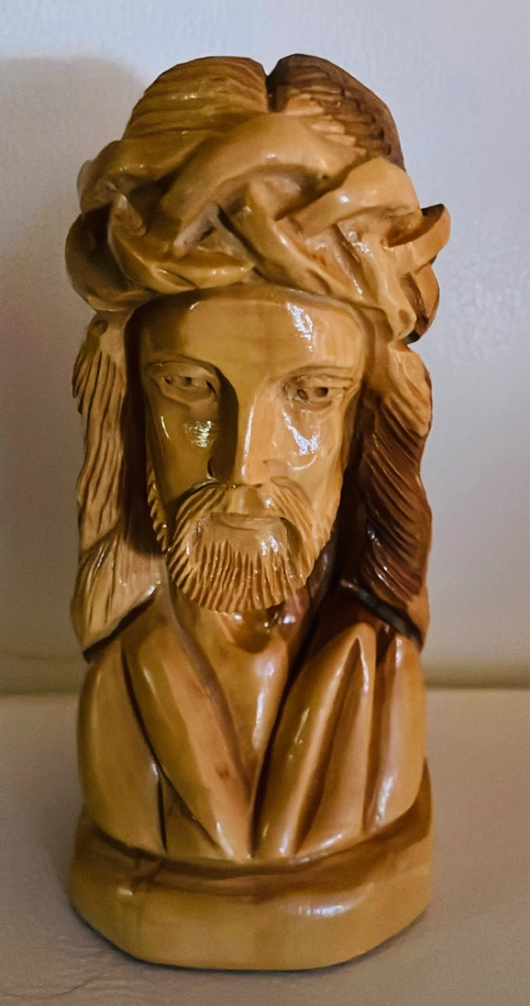 Hand Carved Olive Wood Jesus Bust Made in Israel