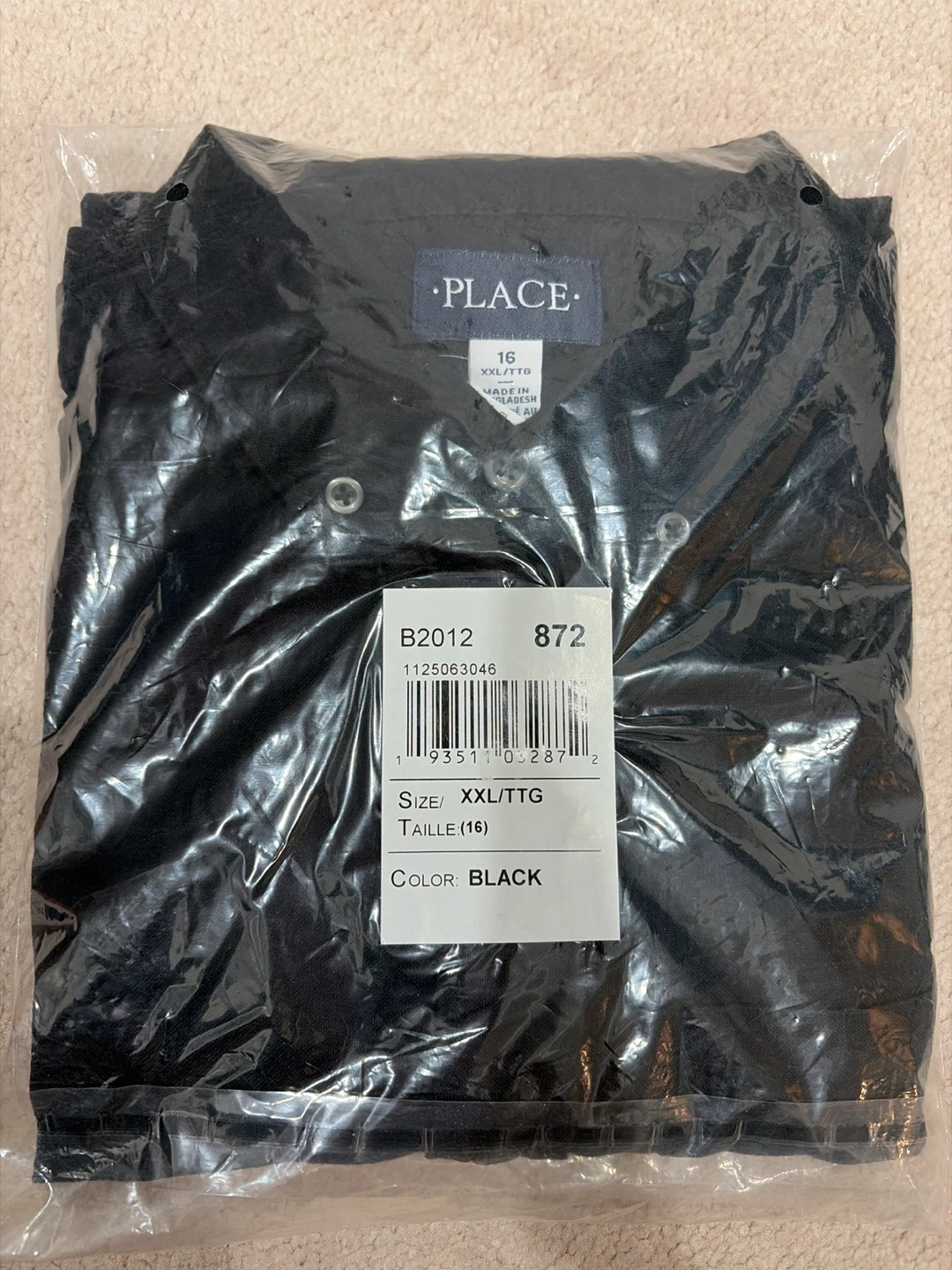 Black cotton collared Shirt - Size XXL (16)