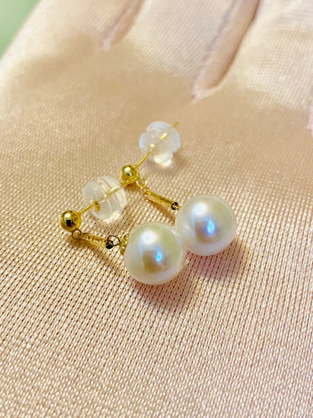 18K Gold Akoya Pearl Drop Earrings 7.5-8mm