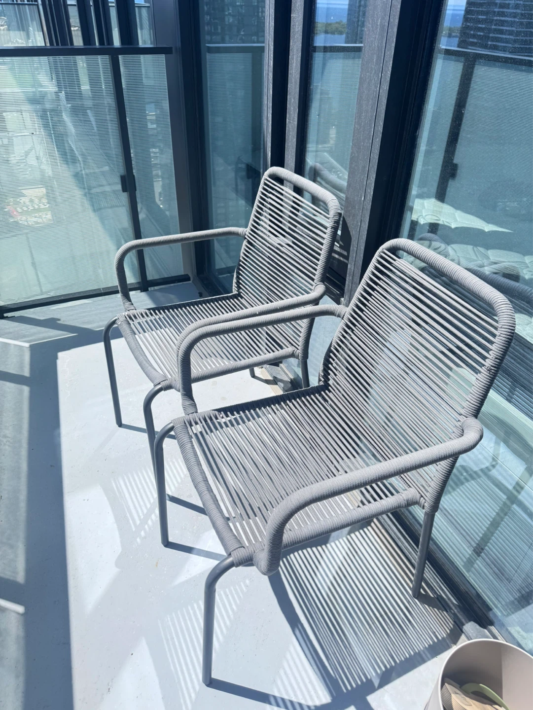 Set of 2 Outdoor Chairs - Grey and Black