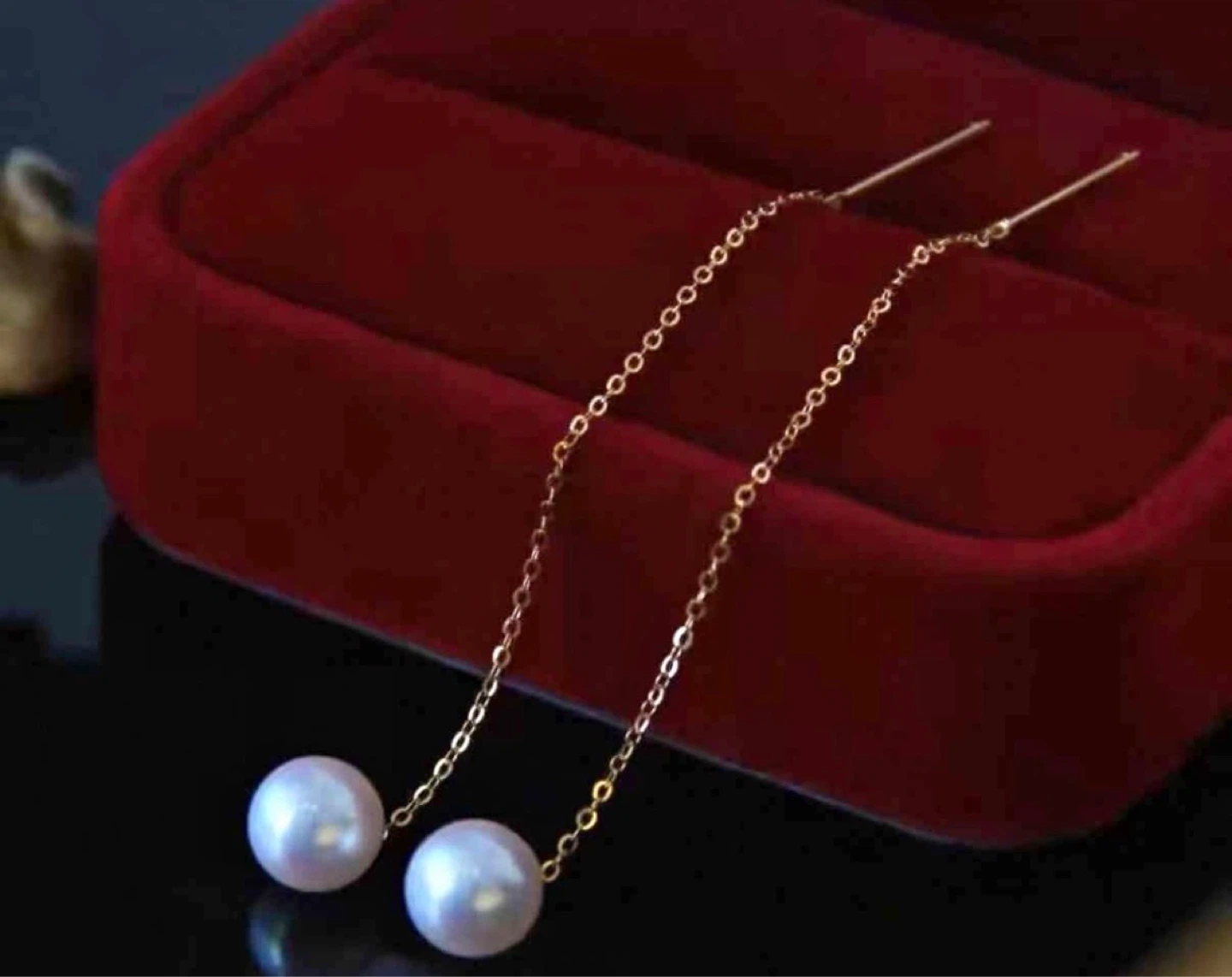 18 K Gold & White Pearl Threader Earrings - photo 2