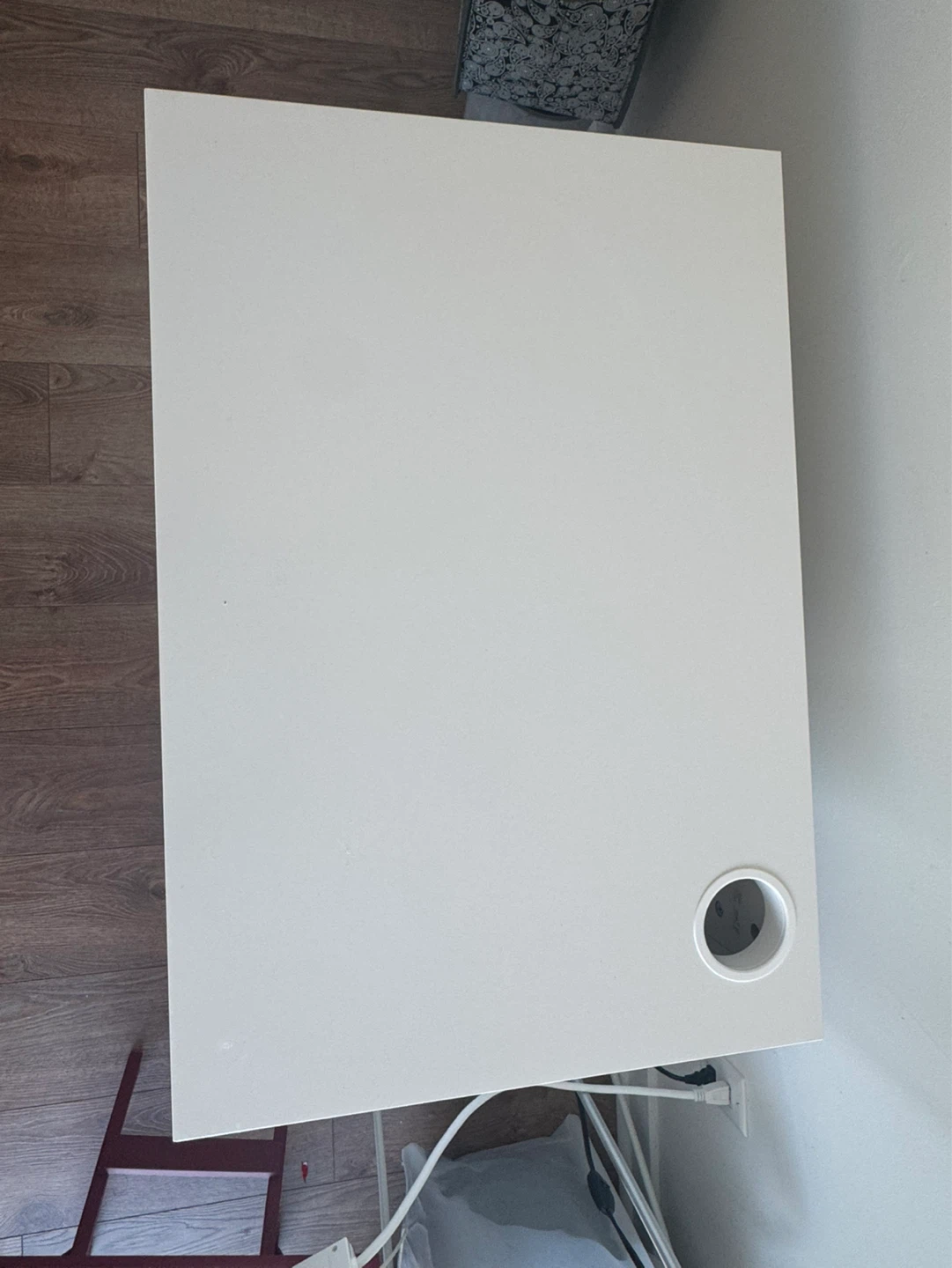 White Desk with Drawer and Cable Hole - photo 2
