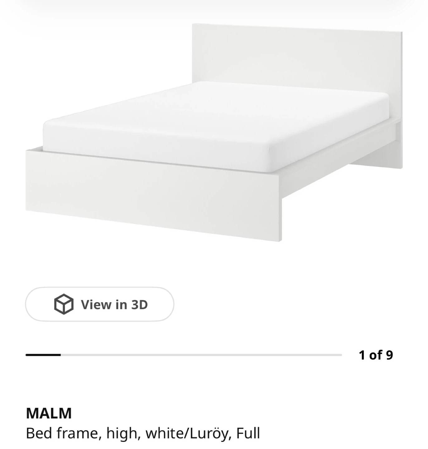 IKEA MALM High Bed Frame, White, Full