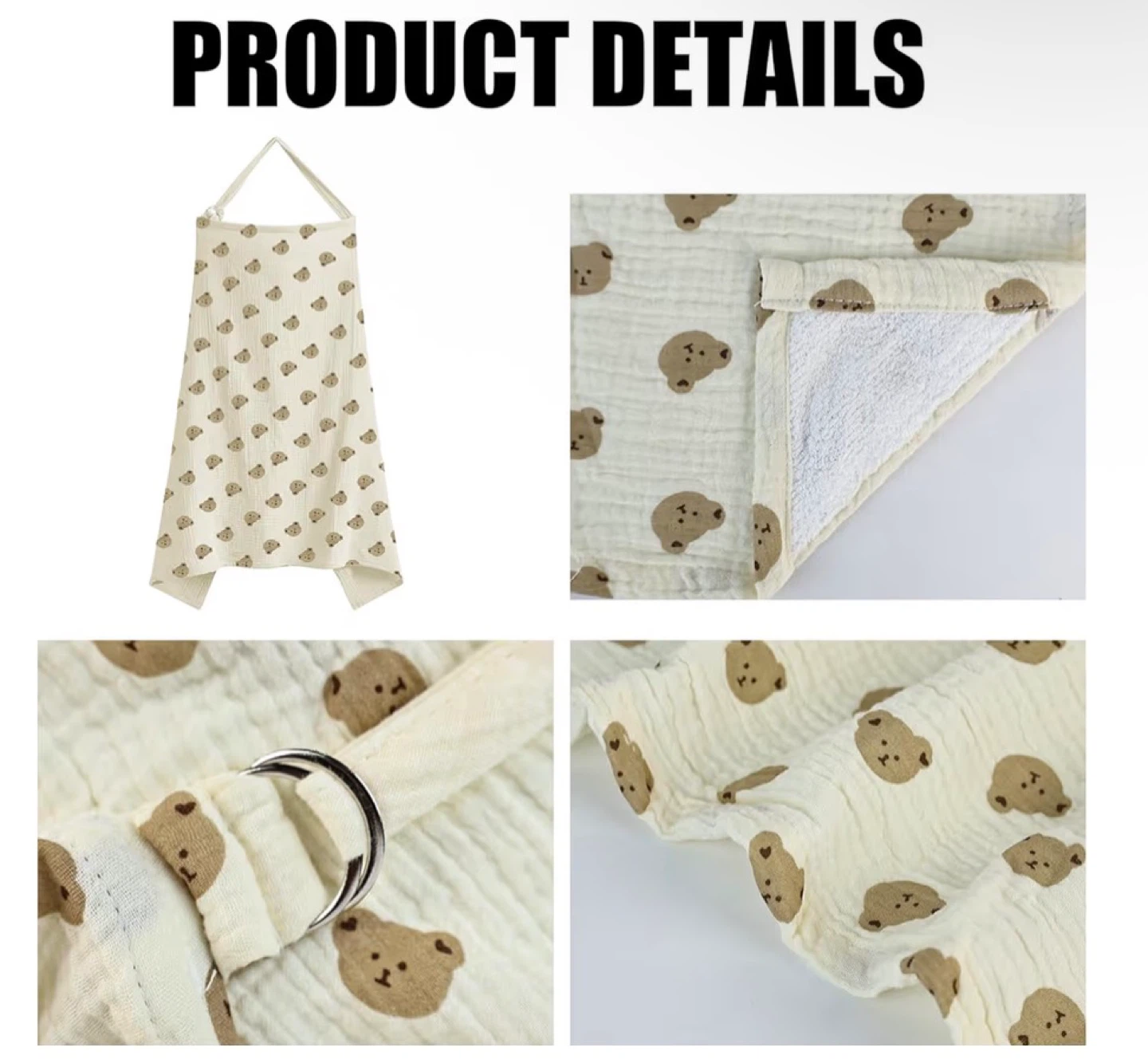 100% Cotton Nursing Cover with Bear Print - photo 4