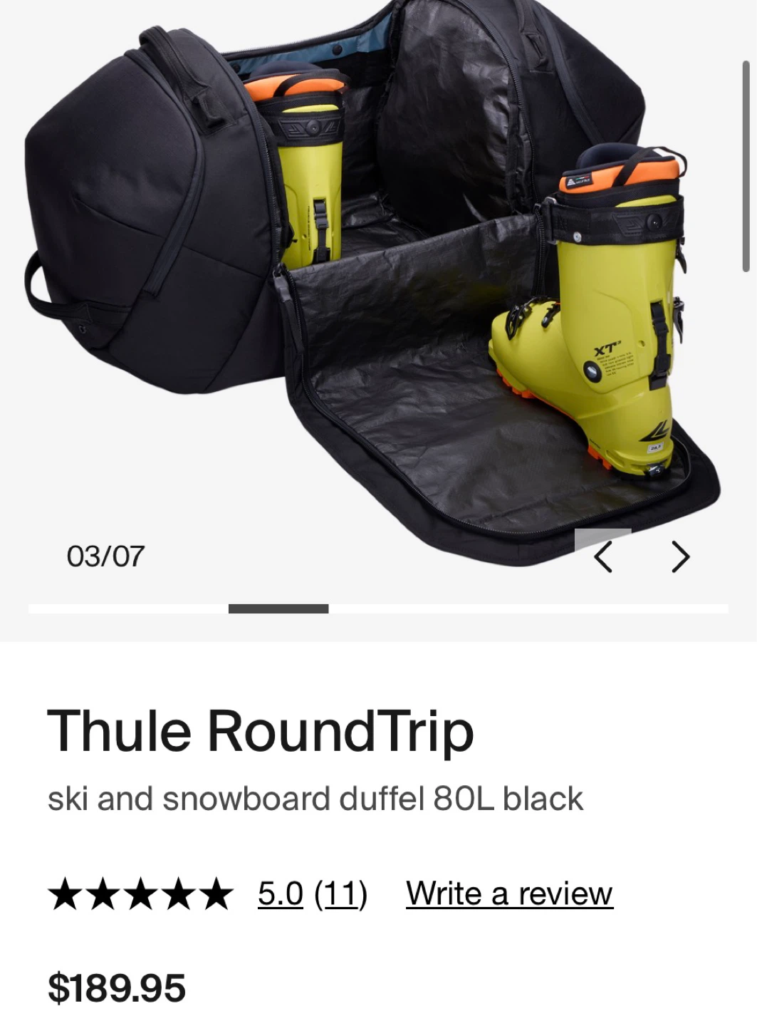 Thule RoundTrip Ski and Snowboard Duffel Bag 80L Black - photo 5