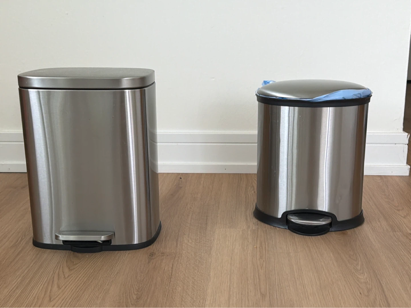 2 Stainless Steel Step Trash Cans