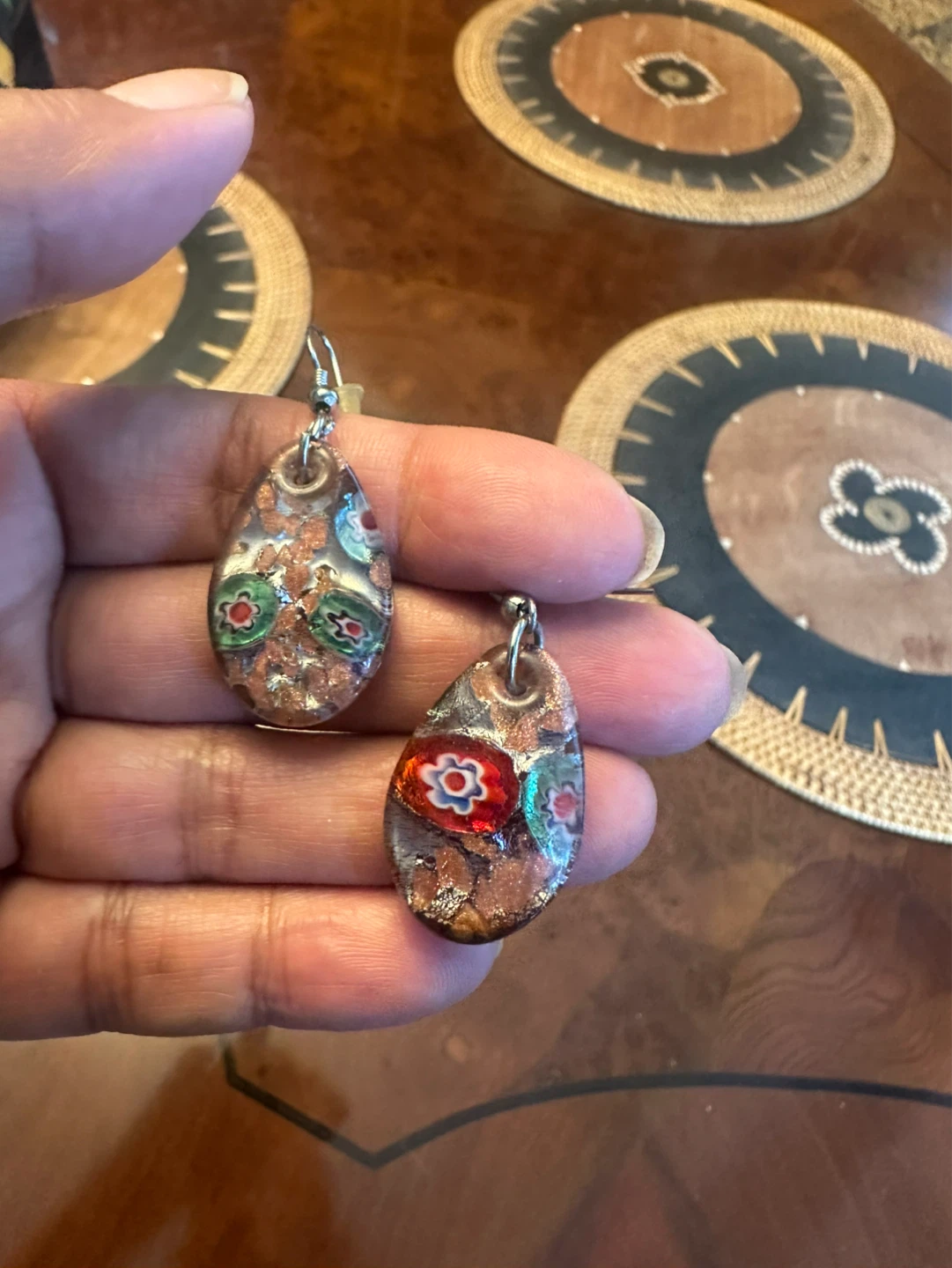 Millefiori Glass Pendant Necklace and Earrings Set - photo 5