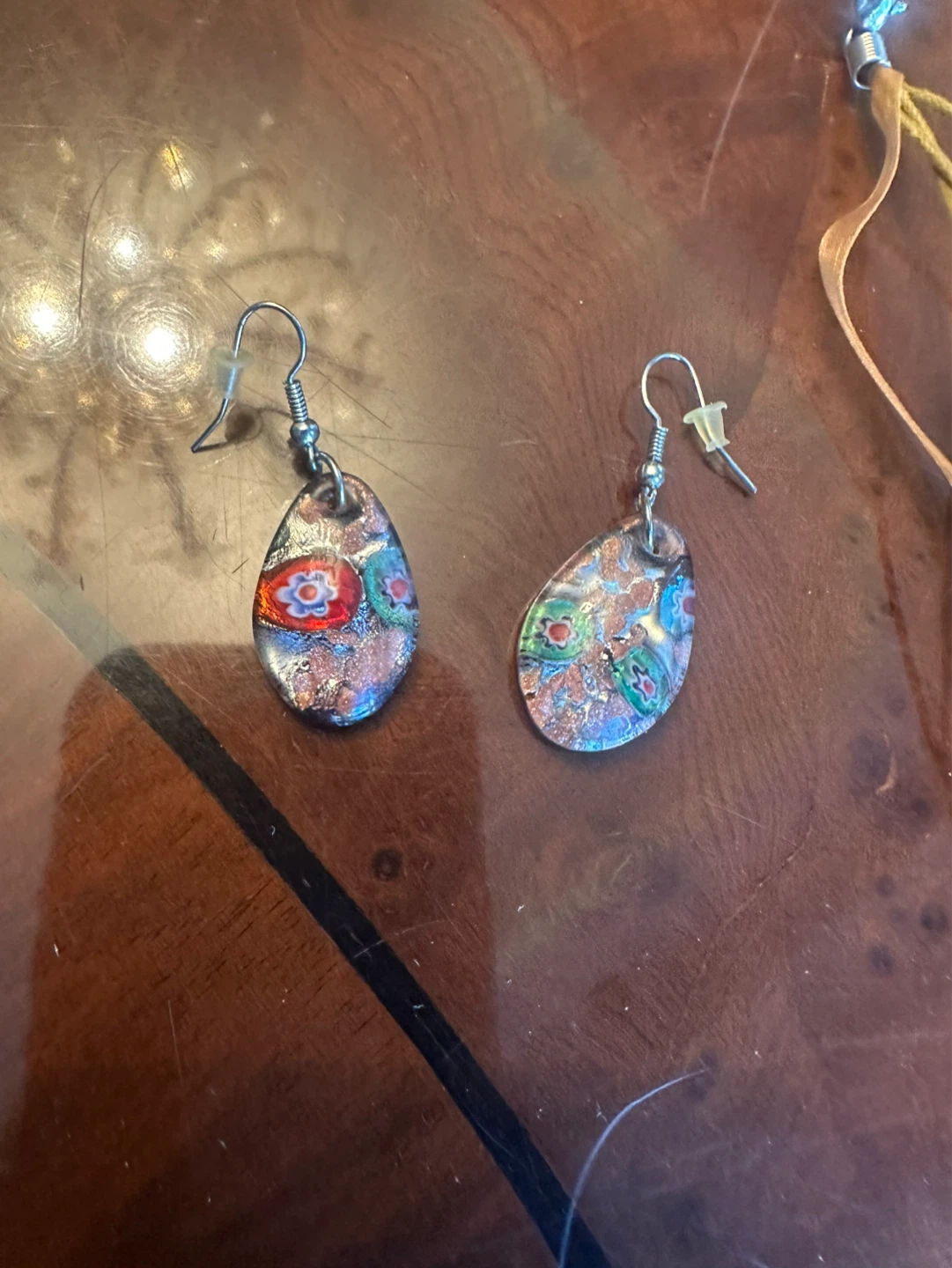 Millefiori Glass Pendant Necklace and Earrings Set - photo 3
