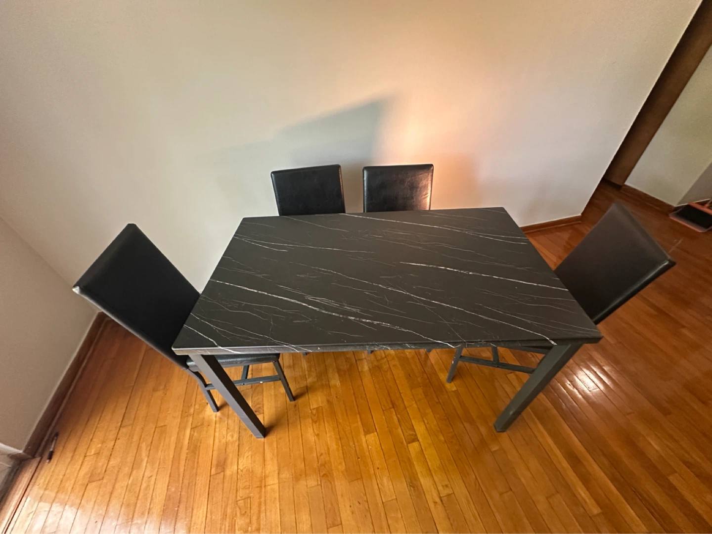 Black Marble Dining Table with 4 Chairs - photo 2