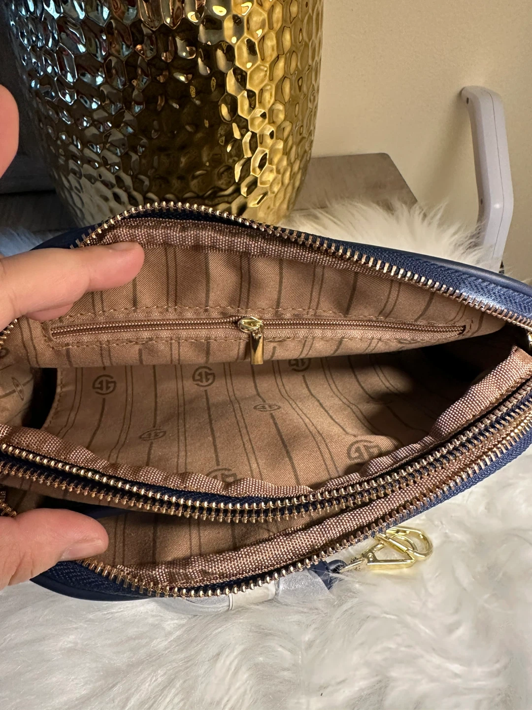 Navy Blue Monogram Crossbody Bag - photo 5