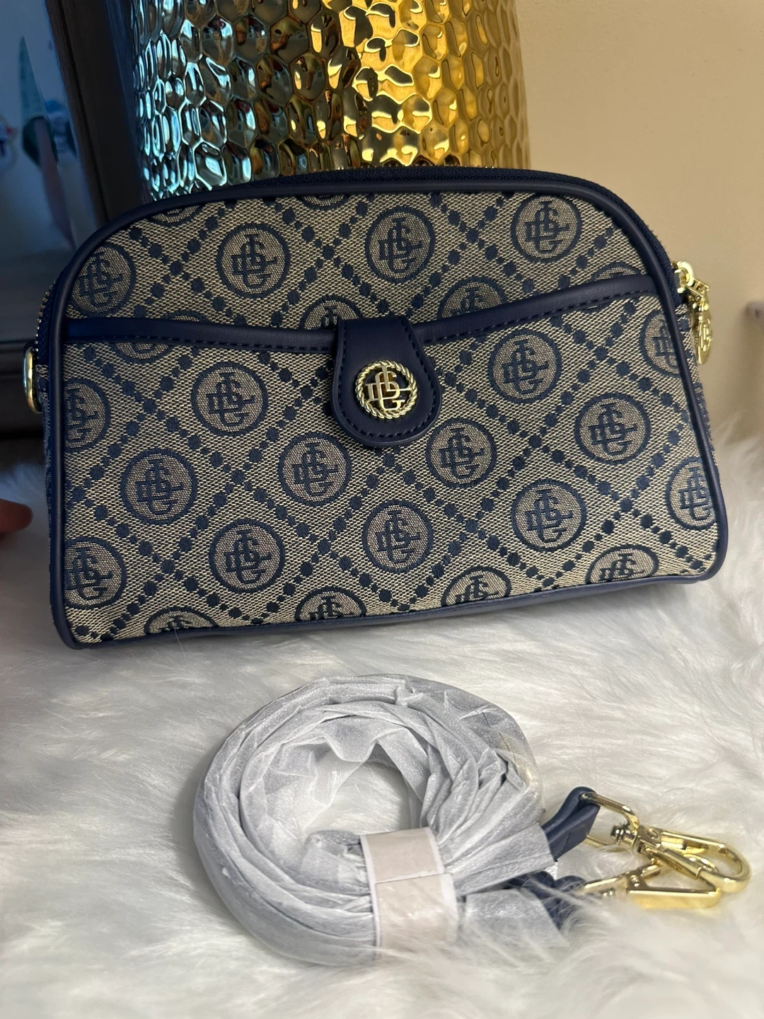 Navy Blue Monogram Crossbody Bag - photo 4