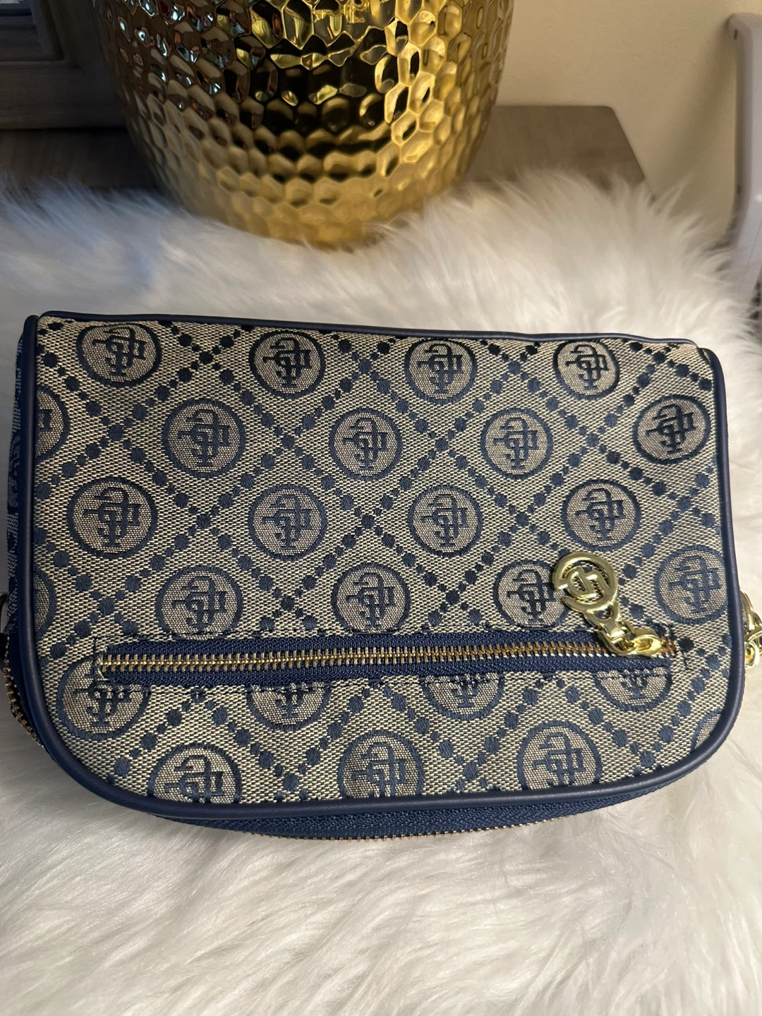 Navy Blue Monogram Crossbody Bag - photo 2