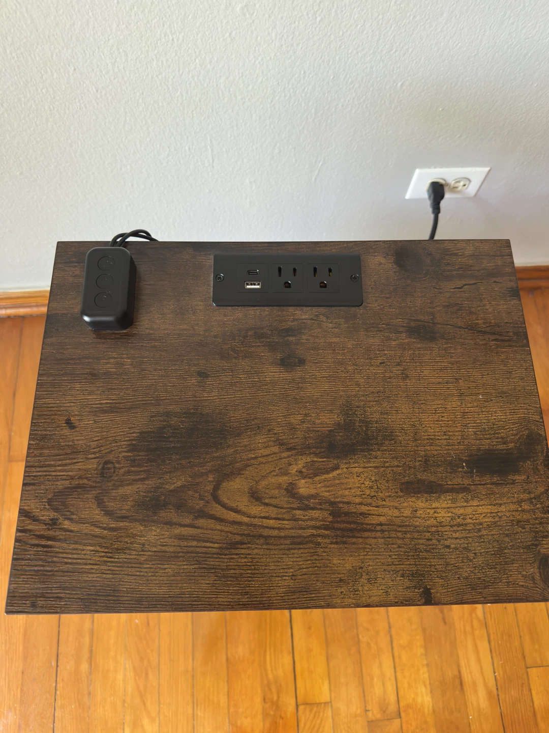 Wood Nightstand with Drawer and Built-in Outlets - photo 2