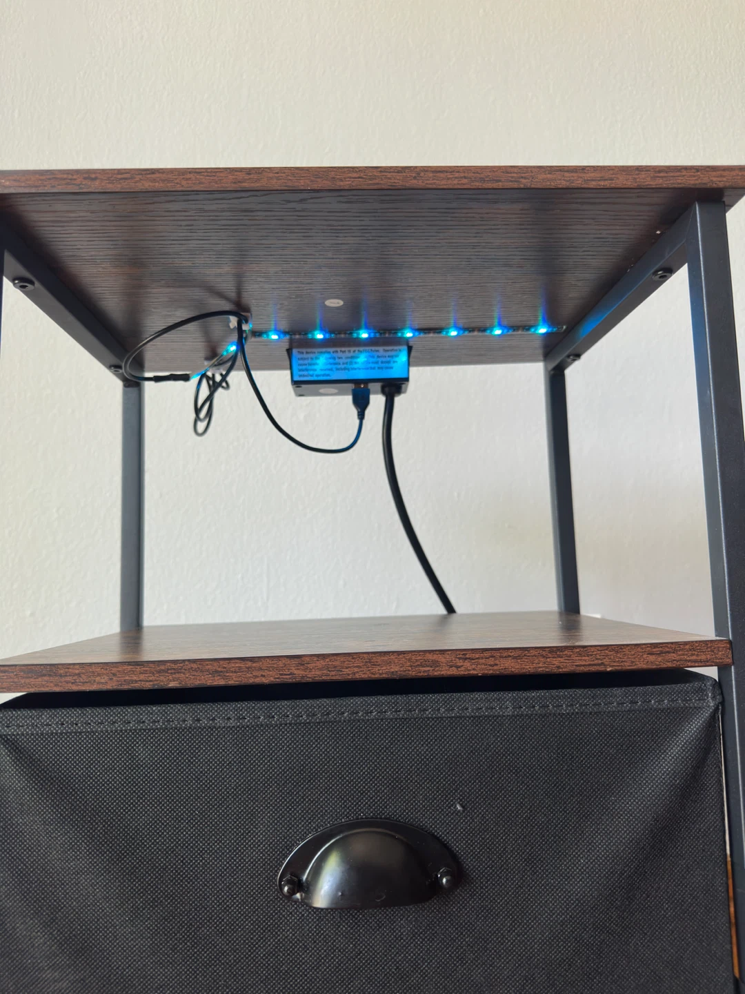 Wood Nightstand with Drawer and Built-in Outlets - photo 3