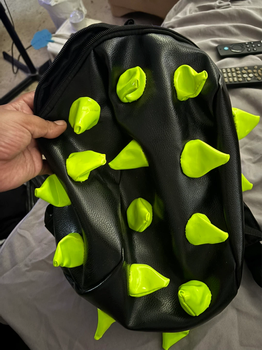 Black Backpack with Neon Spikes