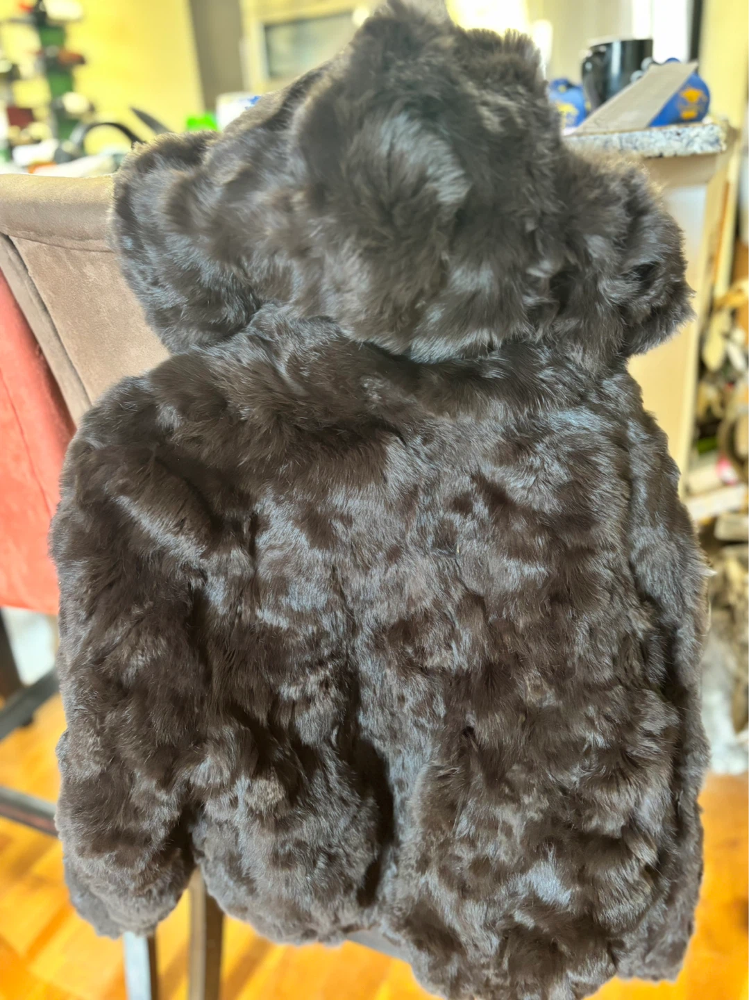 Kids 8/10 Brown Faux mink Fur Hooded Jacket - photo 3