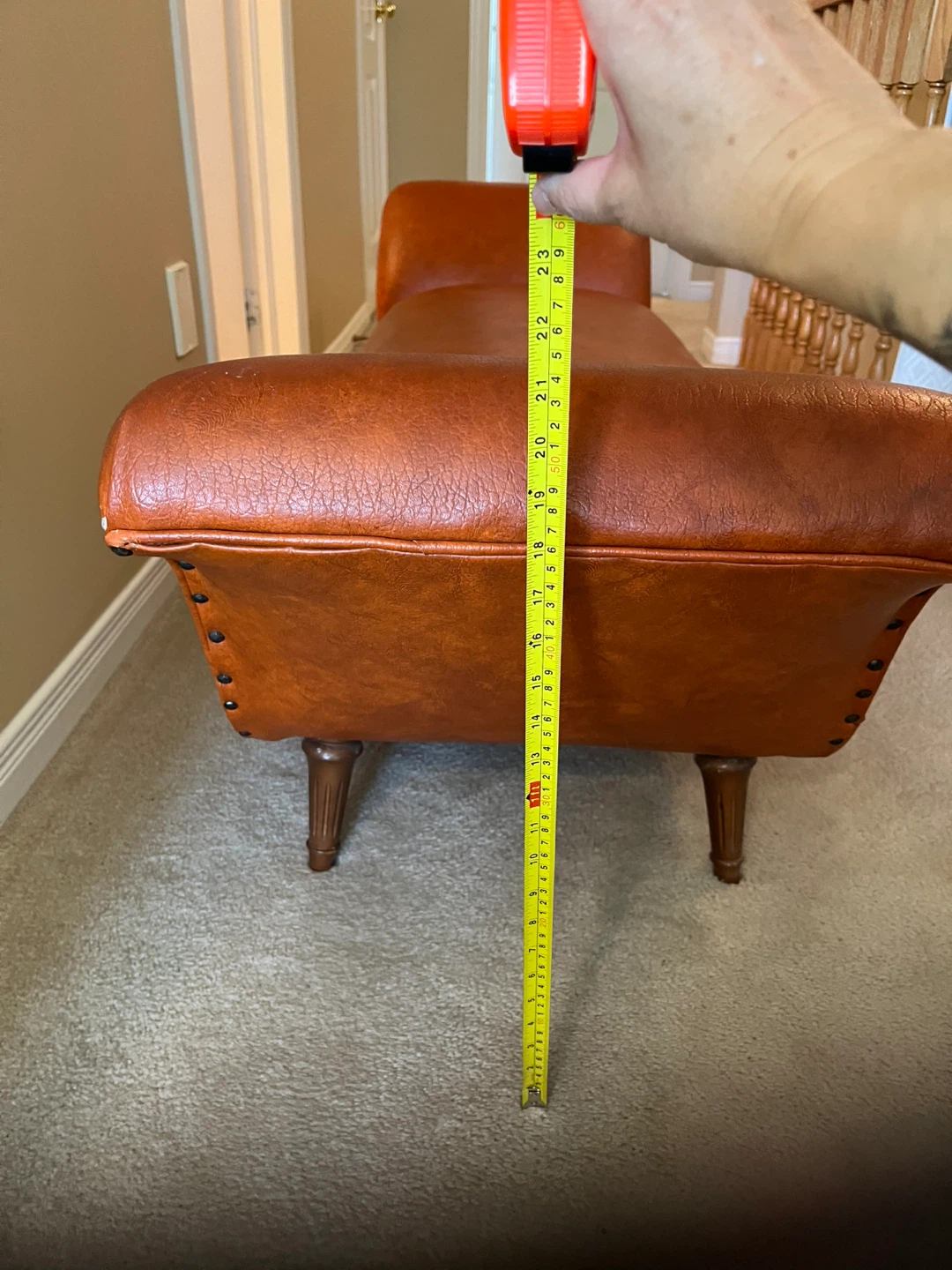 Brown Faux Leather Chaise Lounge - photo 3