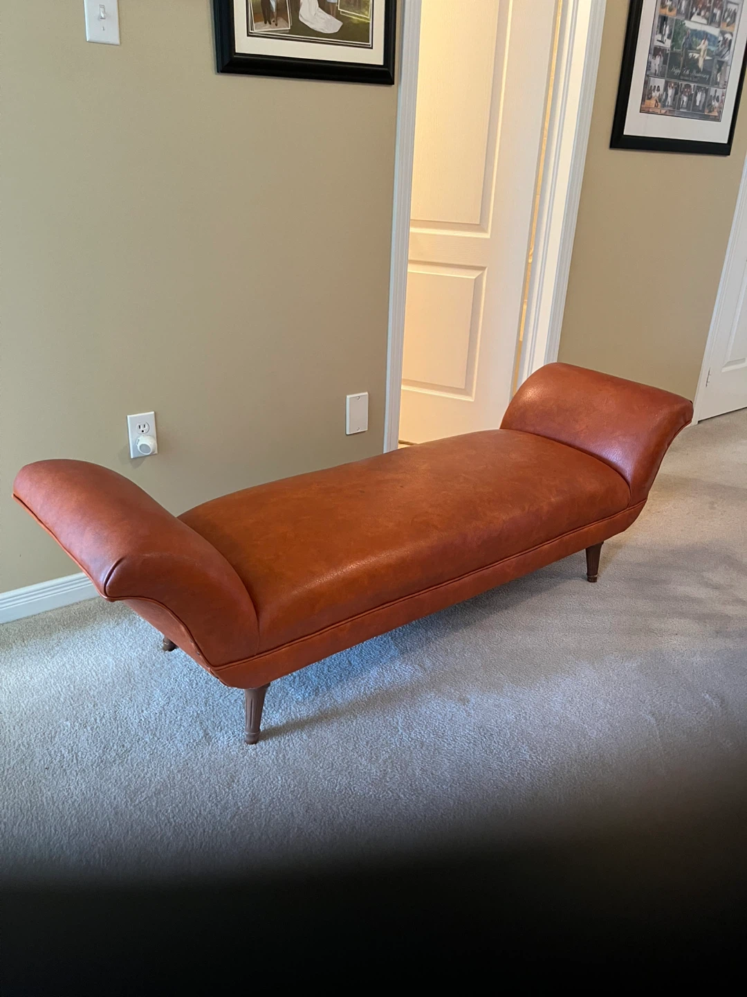 Brown Faux Leather Chaise Lounge